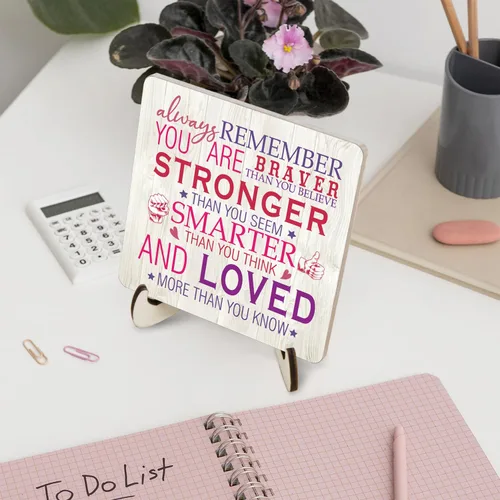 Miniatura 8 de Letrero de escritorio rosa inspirador para mujer, regalo de aliento para mujeres, regalos de animación, placas de madera, letreros motivacionales