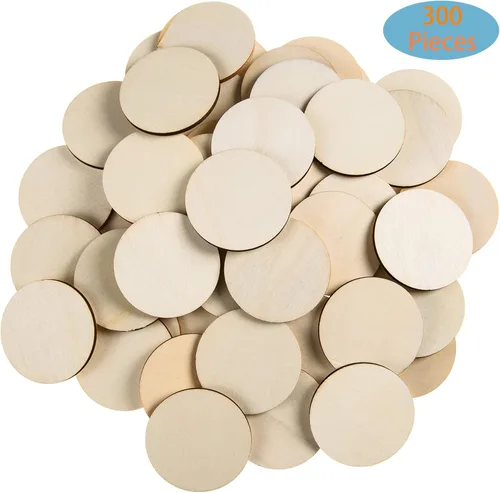 Miniatura 4 de 300 piezas de rebanadas redondas de madera sin terminar de 1.5 pulgadas, discos de madera redondos para manualidades, espacios en blanco de madera