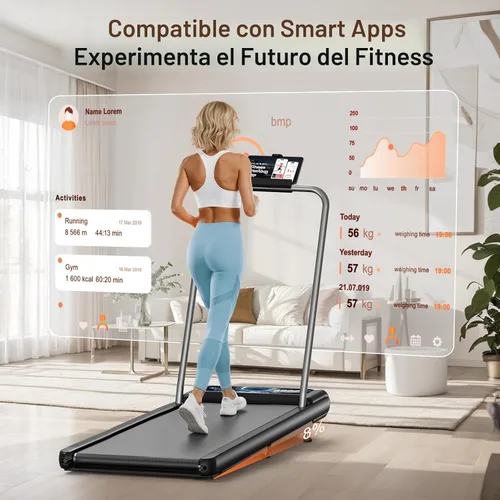 Miniatura 3 de HCOIW - Alfombrilla de caminata con inclinación, cinta de correr portátil para debajo del escritorio, alfombrilla con barra de asa, 2.5HP de bajo