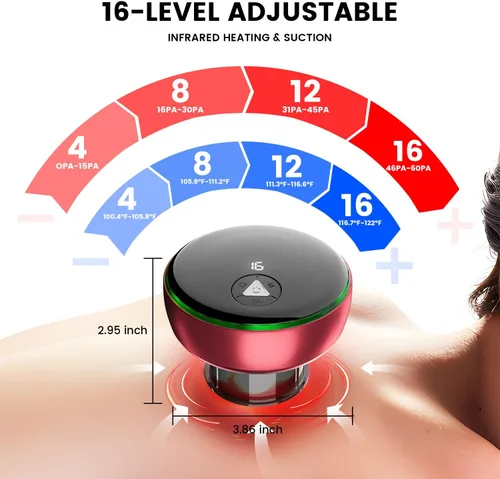 Miniatura 3 de Juego de terapia de ventosas eléctricas inteligentes con luz roja, dispositivo inteligente de ventosas dinámicas, masajeador de celulitis 4 en 1
