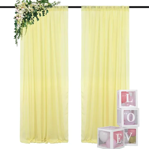 Miniatura 47 de DUOBAO Cortina de gasa rosa, 2 paneles de 29 x 96 pulgadas, cortinas de telón de fondo de boda, cortinas de playa transparentes para sala de estar