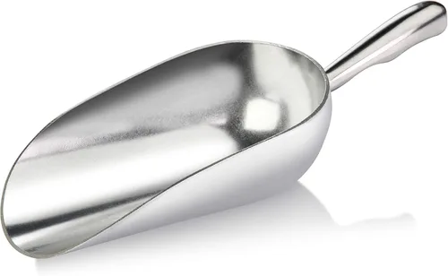 Miniatura 3 de New Star Foodservice 34523 Cuchara utilitaria de aluminio fundido de una pieza con fondo redondo para barra de hielo y harina, 12 onzas, plateado