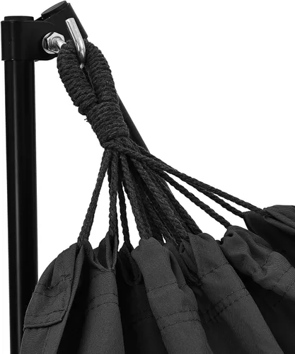 Miniatura 5 de GDY Silla hamaca con soporte, capacidad de 550 libras, fácil de instalar, con bolsa de transporte, portátil para viajes/mochileros/playa/patio Negro