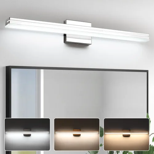 Miniatura 10 de SineRise Barra de Luz LED Moderna para Tocador de Baño de 16 Pulgadas, Accesorios de Iluminación de Pared de Baño Modernos de Acrílico Cromado Sobre