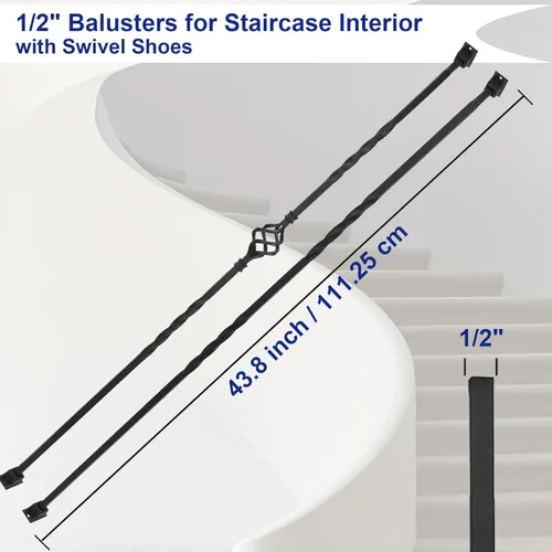 Miniatura 2 de Sidasu Paquete de 10 balaustres de hierro para escaleras, ejes de escalera, cesta individual hueca con doble torsión, balaustres cuadrados de metal