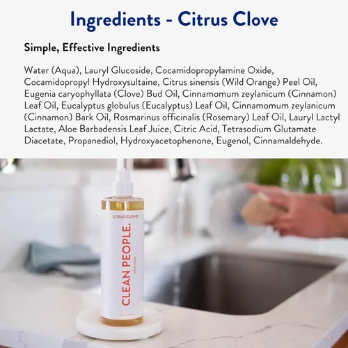 Miniatura 3 de THE CLEAN PEOPLE - Jabón líquido para platos - Ingredientes limpios y simples - Poder extra de fregado (aroma a cítricos y clavo) 12 fl oz