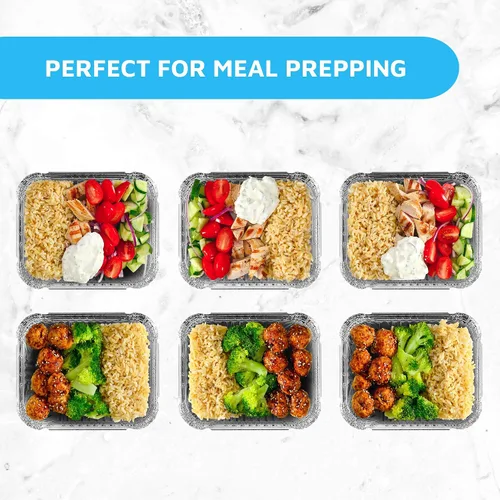 Miniatura 6 de MontoPack Bandejas Desechables para Llevar con Tapas Transparentes Recipientes de Alimentos de Papel de Aluminio con Capacidad de 1 lb con Sello