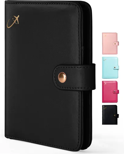 Forvencer Funda para pasaporte con cierre de cremallera seguro, cartera de pasaporte premium para viajes, bonita funda de tarjeta de bloqueo RFID,