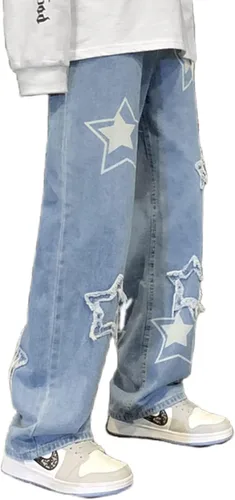 Miniatura 6 de Pantalones de mezclilla Y2K para hombre, estilo hip hop, holgados, rectos, holgados, estilo hip hop, para hombre