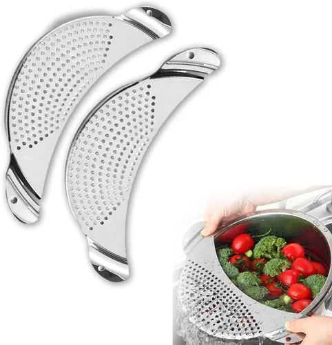 Colador de acero inoxidable, 2 unidades, colador de pasta, colador de alimentos de metal para fideos, frutas, verduras, adecuado para macetas o