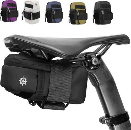 Lumiere & Co. Bolsa de sillín de bicicleta – Opciones ultra pequeñas (0.2L) y medianas (0.5L) | Diseño minimalista elegante, correa de velcro segura