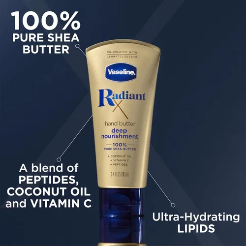 Miniatura 5 de Vaseline Lotion, Radiant X Deep Nourishment - Mantequilla de manos para piel seca + barra de terapia labial original Vaseline para labios secos