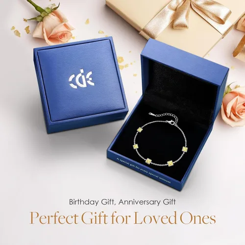 Miniatura 6 de CDE Pulseras de plata de ley 925 con piedra natal para mujer, delicada pulsera de eslabones ajustables para mujer, aniversario, cumpleaños