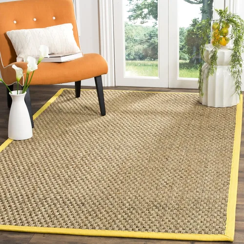 Miniatura 52 de Safavieh Natural Fiber NF114P - Alfombra redonda de hierba marina, tejido de canasta, con borde, de 244 cm, color gris Natural/ gris