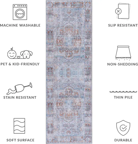 Miniatura 8 de SAFAVIEH Tucson Collection - Alfombra lavable de 2 pies 6 x 8 pies, color beige y resistente al óxido, antideslizante, ideal para zonas de alto