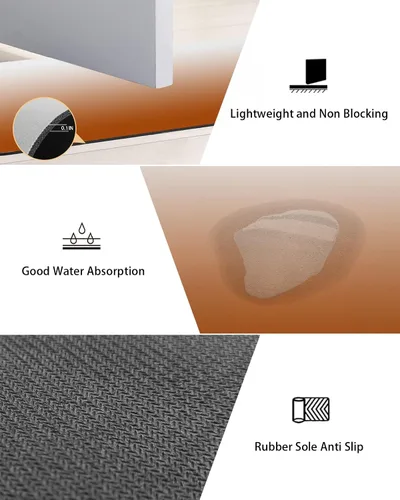 Miniatura 2 de Tapete de baño naranja degradado para bañera, antideslizante, de secado rápido y absorbente, tierra de diatomeas, fregadero, dormitorio, cocina