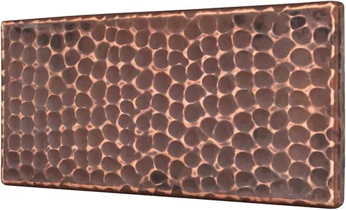 Miniatura 3 de Premier Copper Products T36DBH_PKG4 - Azulejo de cobre martillado de 3 x 6 pulgadas, cantidad 4, bronce aceitado