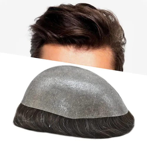 Miniatura 35 de Hair Nature - Tupé para hombres, sistema de repuesto de piezas de cabello humano, unidades de pelo negro con bucle en V de piel fina, 100% cabello