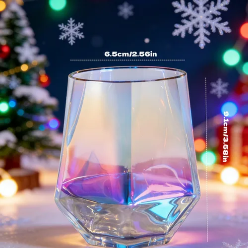 Miniatura 7 de Juego de 4 copas de vino sin tallo, cristalería iridiscente de 10 onzas, moderna cristalería arcoíris con vasos de colores para vino tinto