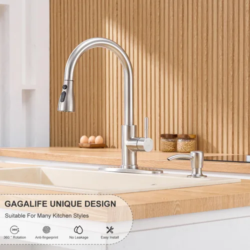 Miniatura 2 de GAGALIFE Dispensador de jabón para fregadero de cocina con botella grande de 17 onzas, dispensador de jabón para fregadero de cocina, recarga desde