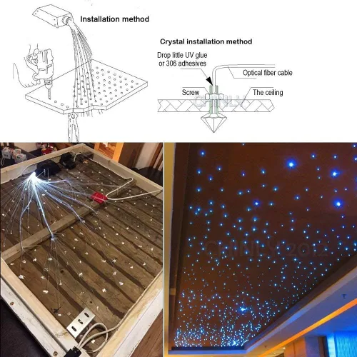 Miniatura 7 de CHINLY Starlight 32w Twinkle 710pcs 13.1ft (0.03in+0.04in+0.06in+0.08in) Bluetooth RGBW LED de fibra óptica estrella luz de techo