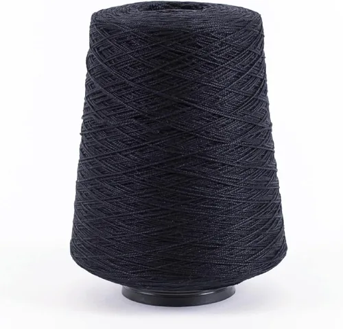 Silk City Fibers, hilo de algodón mercerizado 5/2 Perle para tejer a máquina, tejer y ganchillo, negro, 1 cono, hilo de diseñador para prendas de