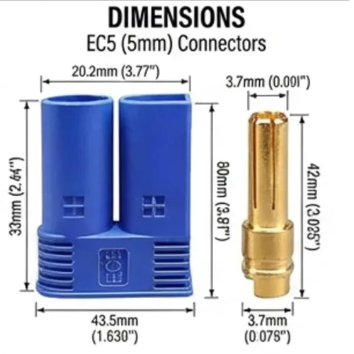 Miniatura 3 de 4 conectores macho y hembra ec5, enchufes macho banana y adaptadores de cable de carga equilibrados para juguetes de vehículos de helicóptero RC.