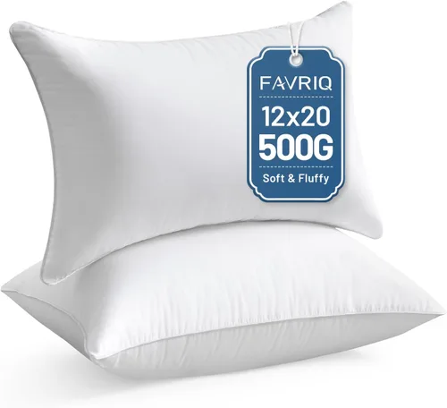 FAVRIQ Juego de 2 rellenos de almohada de 12 x 20 pulgadas (juego de 2), rellenos de almohada rectangulares para interior de sofá con funda de