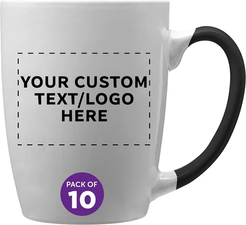 Miniatura 10 de DISCOUNT PROMOS Tazas de café personalizadas Java de dos tonos, 12 onzas, juego de 10/50/100 unidades personalizadas a granel para café, té