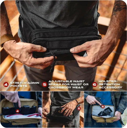 Miniatura 5 de Vertx SOCP Riñonera Táctica - Riñonera Versátil con Amplio Almacenamiento, Material Duradero, Ideal para el Transporte Diario y Aventuras al Aire