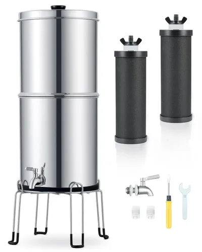 Miniatura 10 de CO-Z Sistema de filtro de agua alimentado por gravedad, sistema de filtración de agua de encimera de 2.25 galones, purificador de agua por gravedad