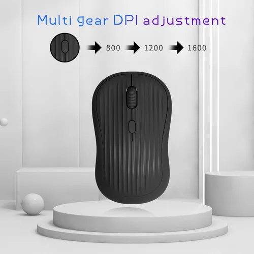 Miniatura 4 de ONE-UP Ratón inalámbrico, 2.4G + BT, batería recargable, 4 teclas, DPI: 800/1200/1600, silencioso, tipo C, receptor nano USB, ergonómico, portátil