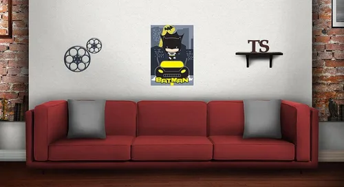 Miniatura 2 de MIGHTYPRINT DC Comics - Batman - Liga de la Justicia - Chibi - Arte de pared duradero de 17 x 24 pulgadas, no hecho de papel, coleccionable con Negro