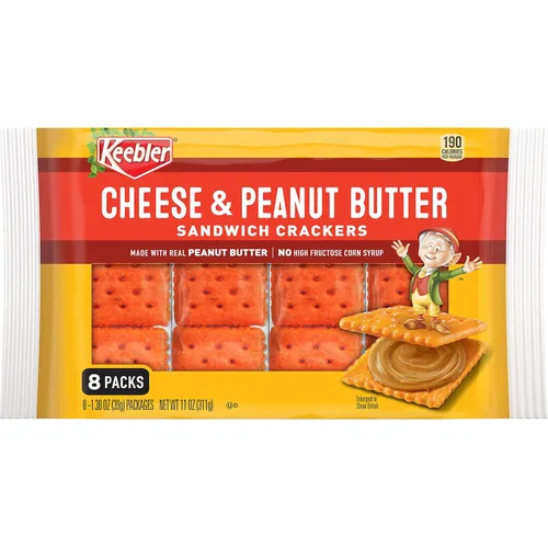 Miniatura 8 de Keebler Galletas sándwich de queso y mantequilla de maní, una sola porción, paquetes de 1.38 onzas, 8 unidades (paquete de 6)