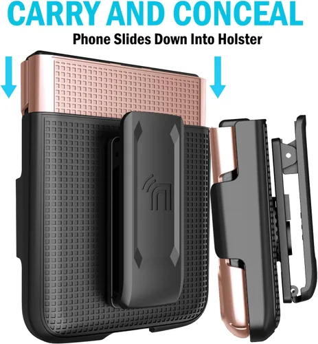 Miniatura 4 de Funda con clip para Motorola RAZR 2022 Flip Phone, Nakedcellphone [textura de cuadrícula] cubierta rígida delgada y [rotación/trinquete] funda