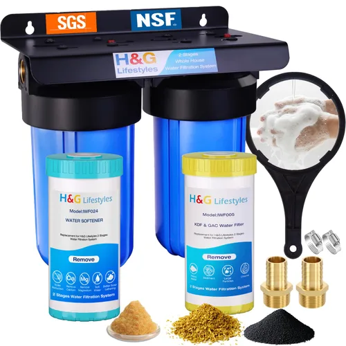 Miniatura 10 de H&G Lifestyles Filtro de agua para toda la casa para agua de pozo, reduce fluoruro de hierro manganeso, con filtros GAC KDF, reduce el olor a cloro