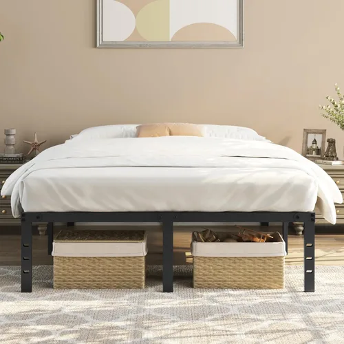 Miniatura 10 de Topeakmart Marco de cama de plataforma de metal de 18 pulgadas con soporte de listones resistente y agujeros reservados para cabecero de bricolaje