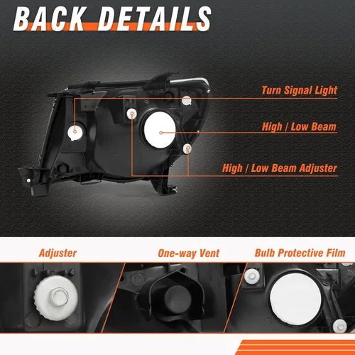 Miniatura 5 de Para Toyota Tacoma 2005-2011 Conjunto de faros delanteros Tacoma Pickup Truck carcasa cromada reflector ámbar reemplazo lado conductor y pasajero