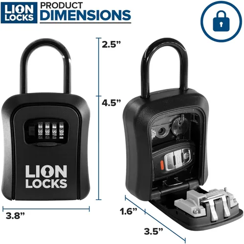 Miniatura 4 de Lion Locks Caja de seguridad para llaves, paquete de 6 unidades, color negro, solución segura para llaves con cerradura de combinación para hogares