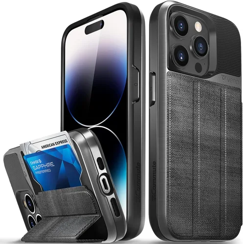 Miniatura 15 de VENA vCommute Funda tipo cartera compatible con Apple iPhone 14 (15.5 cm), funda de cuero con tapa plegable, tarjetero con función de soporte