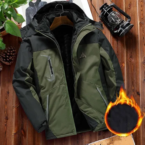 Miniatura 2 de Chaqueta de esquí impermeable para hombre, abrigo de nieve de forro polar, resistente al viento, con capucha, rompevientos, montaña, ropa