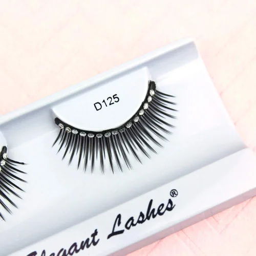 Elegant Lashes D125 (Pro Dozen Pack - 12 Pares) | Pestañas postizas voluminizadoras y alargadoras