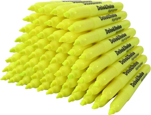 Miniatura 8 de Dabo&Shobo Resaltador amarillo, paquete de 24 unidades, color brillante, punta de cincel, para adultos, resaltado en la oficina escolar en casa