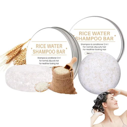 Champú y acondicionador de agua de arroz 2 en 1, 2 unidades de champú de agua de arroz natural para mejorar el cabello, hidratar e hidratar el