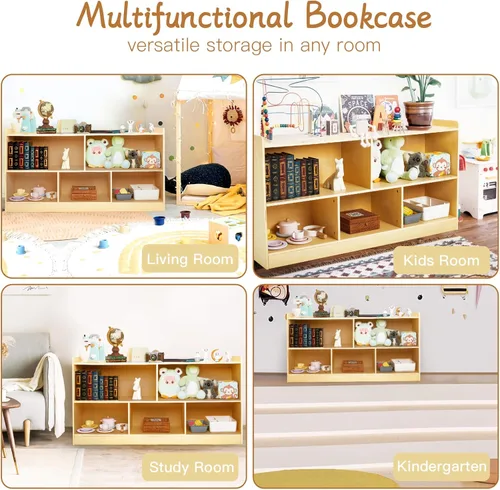 Miniatura 4 de Estante Montessori, organizador de almacenamiento de juguetes de madera para libros, juguetes, estantería de 2 estantes, armario de almacenamiento
