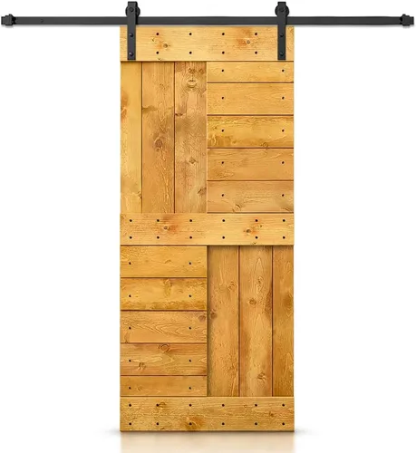 Miniatura 56 de TMS Serie N - Puerta corrediza interior de madera de pino anudada con kit de herrajes deslizantes (32 x 84 pulgadas, blanco)