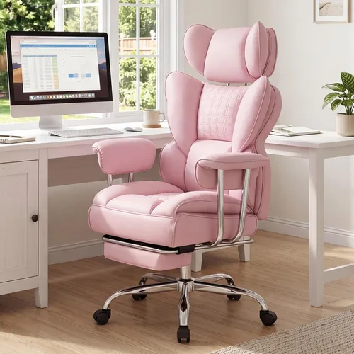 Miniatura 2 de DUMOS Silla de oficina grande y alta, 350 libras, silla de escritorio ejecutiva de piel sintética resistente a los arañazos con reposapiés, silla