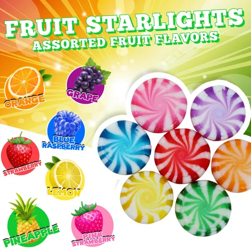 Miniatura 3 de Surtido de estrellas de frutas – 3 libras – Dulces de frutas molinete – Caramelo duro con sabor a fruta – Envueltos individualmente – Oficina