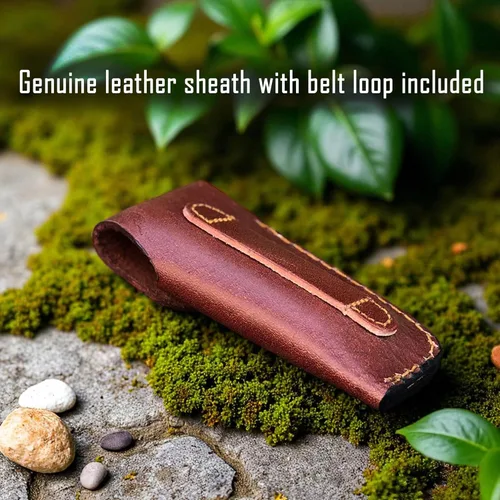 Miniatura 8 de WINTERFELL Cuchillo de Bolsillo Plegable de Acero de Damasco para Hombres con Funda de Cuero, Regalos 100% Hechos a Mano para Esposo, Papá, Novio