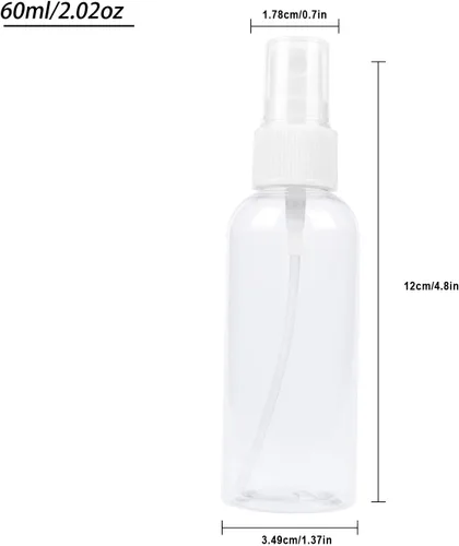 Miniatura 2 de TRENDBOX Paquete de 12 botellas vacías de plástico transparente de niebla fina de 2.0 fl oz (2 oz)